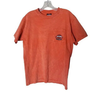 Harley Davidson Stone Wash Orange Kanes  Calgary Tee M